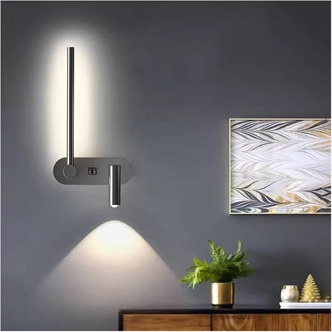 Modern Minimalist Light Luxury LED Wall Lamp Bedroom Bedside Living Room Background Decoration Study Rotating Spotlight,Practical Lighting fixtures