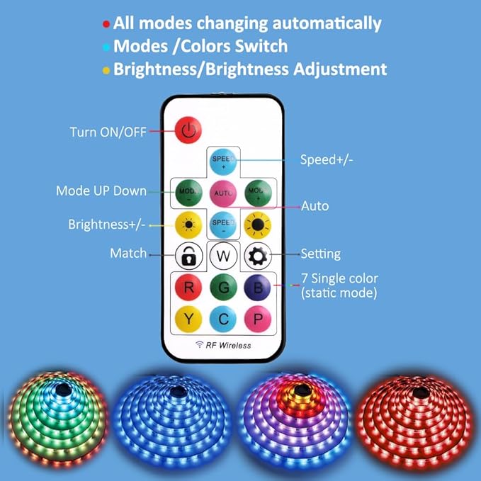USB LED Lights Strip 6.56ft Rainbow Chasing 5050 RGB Dream-Color Light with 17-Key Remote Control, Multiple Colors on One Line, Flexible LED Tape Light for Bedroom, TV, PC, Desk, Party Decoration
