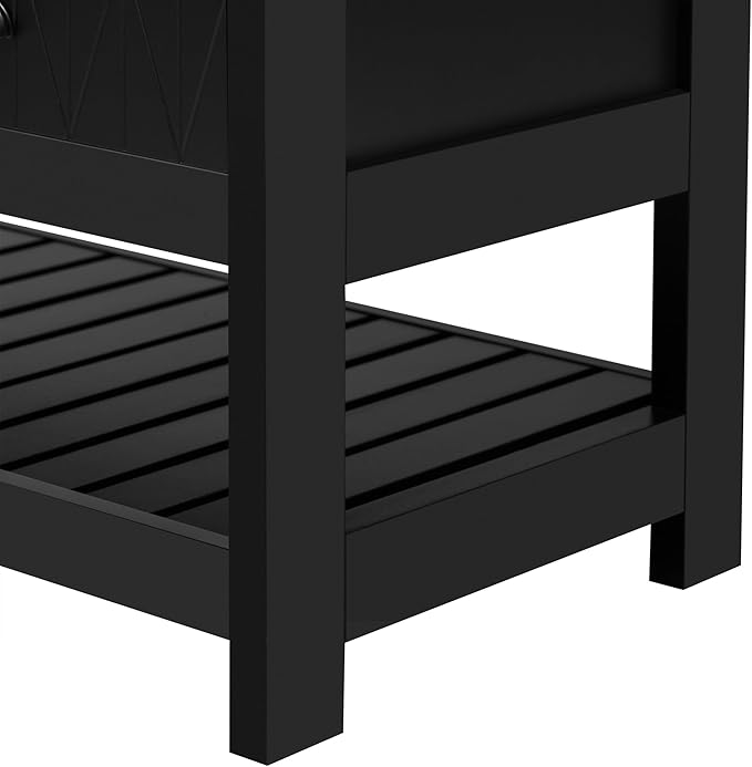 Hall Tree with Shoes Bench, Entryway Coat Rack with Storage Shelves and Drawers, 33.5''W Coat Hanger for Entrance, Hallway (Black)