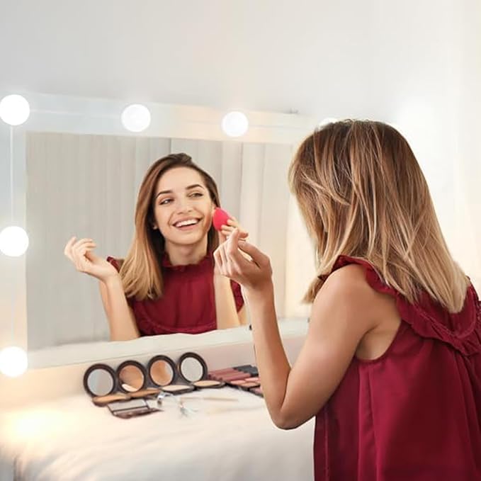 Vanity Lights for Mirror, Hollywood Style Vanity Lights with 10 dimmable Bulbs,Adjustable Color & Brightness,USB Cable(No Mirror Include)