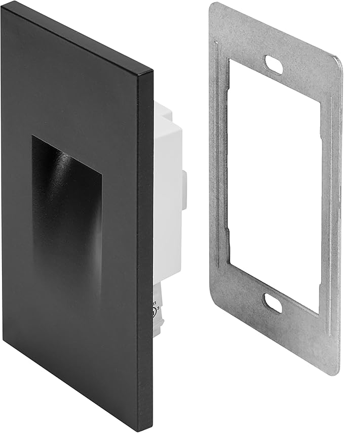 Maxxima Vertical LED Step Light, Indoor/Outdoor Stair Light, 3 CCT Color Selectable 3000K, 4000K, 5000K, 60 Lumens, IP65 Rated for Outdoor and Damp Locations, Black, 2-Pack