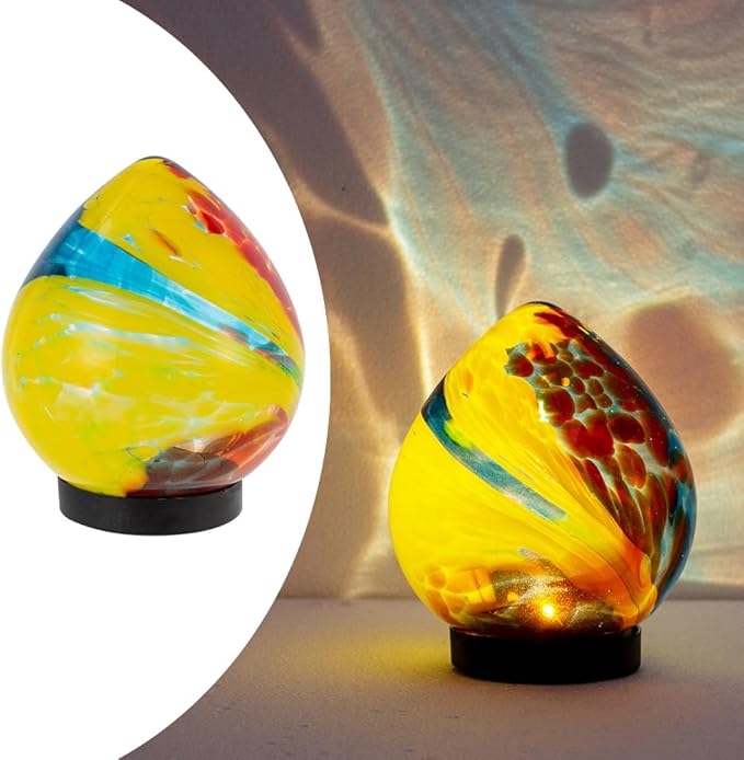 Solar Lanterns Outdoor, Solar Glass Lights, Waterproof Led Table Lamp for Garden Yard Tree Home Xmas Decoration, Red Yellow