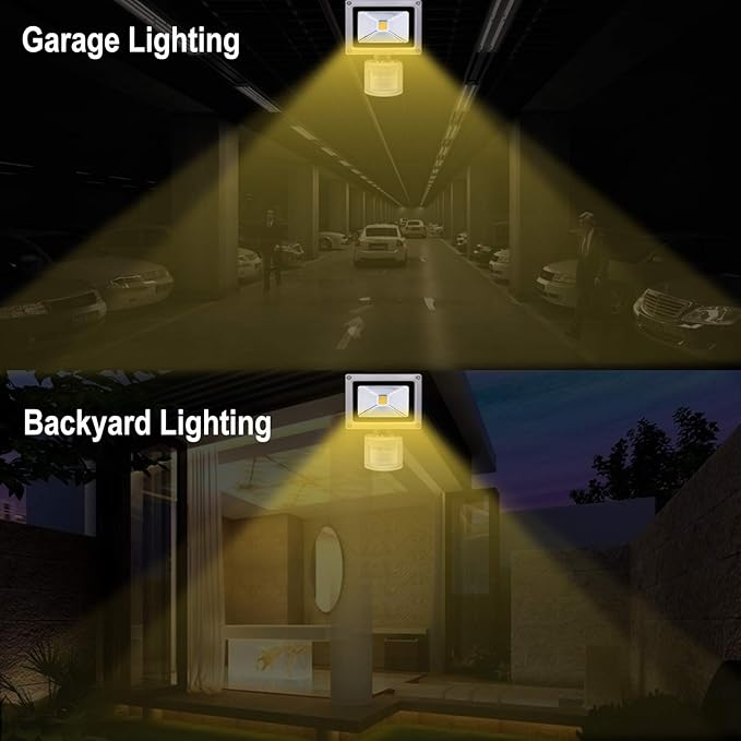 Z Motion Sensor Flood Lights Outdoor,10W Induction LED Lamp, IP65 Waterproof Spotlight,3200K LED Sensor Light,Security Light with US 3-Plug (Warm White-Grey)