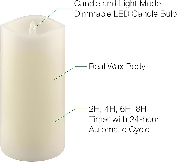 Stonebriar 6 Count Ivory Real Wax 3x6 Flameless LED Pillar Candles with Remote and Timer