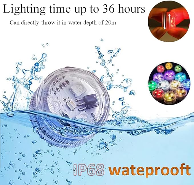 KEMANI Mini Submersible Led Lights, 5pcs Small Underwater Tea Lights Candles Waterproof with Remote Battery Operated, RGB Multicolor Changing for Wedding Home Party Festival Decoration