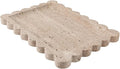 Natural Travertine Vanity Tray - 10.8"x8" Scalloped Marble Tray for Bathroom Kitchen Counter - Catch All Tray for Nightstand and Home Décor