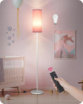 Dimmable Floor Lamps for Living Room with Remote and Foot Switch, 64.4” Modern Standing Tall Lamp, Corner Lamp for Bedroom, Bulb Included, 3000K-6500K, FCC Listed, Pink and White WP06LD05W1