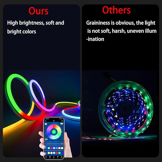 9.8FT USB LED Neon Rope Light,Smart RGB IC Led Strip Lights for Bedroom,Music Sync LED Neon Light Strip,APP and 24Keys Wireless Remote,DIY Ideas,Gaming Room,Home Decorations,Christmas Gift
