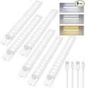 Rechargeable Under Cabinet Lighting 12 Inch 6-Pack, Motion Sensor Light Indoor 3 Color Temps, Dimmable Battery Operated Closet Lights, Wireless Under Counter Lights for Kitchen, Stairs