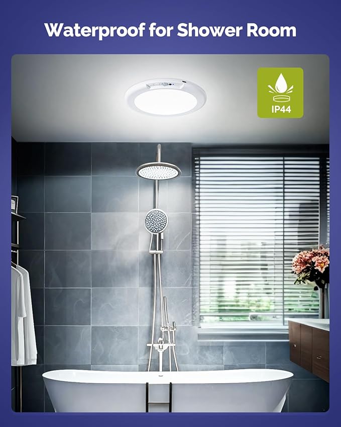 2PCs Battery Powered Ceiling Light with Remote, 7.48" Rechargeable Shower Light Waterproof, Wireless Motion Sensor Ceiling Lights Indoor 3000K/4500K/6500K Dimmable for Bathroom Closet