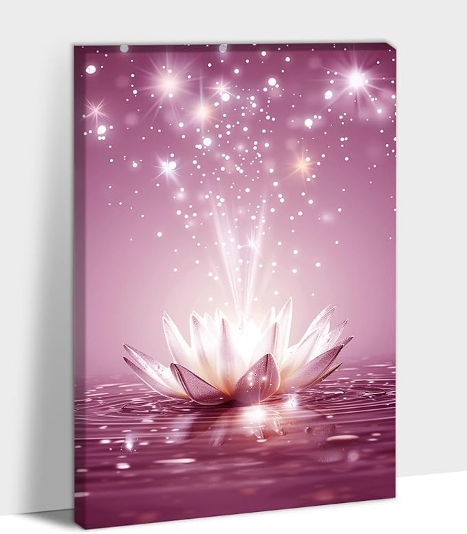 Zen Lotus Floral Pictures Wall Art, Water Lily Bloom Picture, Lotus Flower Canvas Art Print, Calm Relax Poster, Spiritual Zen Flower Print for Zen Office Decor Meditation Poster18x24 inch