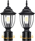 Lamomo 2 Pack Motion Sensor Outdoor Post Lights, Dusk to Dawn Lamp Post Light Fixture, Waterproof Aluminum Lamp Posts Outdoor Lighting Pole Lantern for Yard Patio Pathway Garden