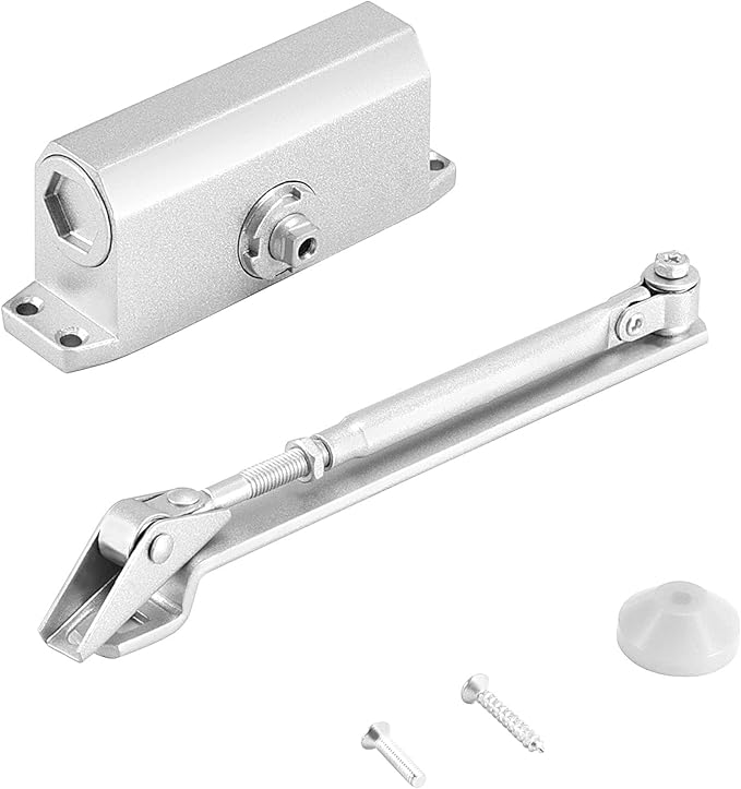 FUNSUEI 2 PCS Size 2 Automatic Door Closer,Adjustable Closing Speed Door Closer with Hold Open for 55-99 Lbs Door for Residential and Light Commercial Doors, Easy Mount