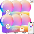 ILC G25 Globe Light Bulbs, App-Controlled Vanity Light Bulbs with Bluetooth Mesh, Color Changing, 1600 Million Colors, 6W, 60W Equivatlent, 600LM, CCT: 2700K-6000K, CRI>95+, E26 Base (6 Pack)