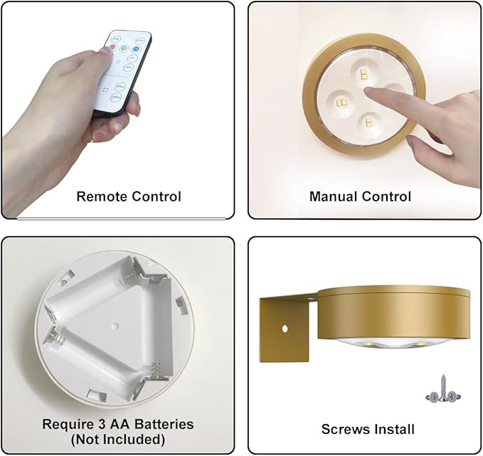 6-Pack Battery Operated Picture Light Magnetic Painting Light with 3 Lighting Modes,Remote and Dimmable Timer Art Display Light for Picture Artworking Frame Portrait,Wireless Wall Decor Puck Lights
