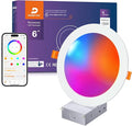 DUSKTEC Smart Recessed Lighting 6 Inch, RGBCW LED Recessed Ceiling Light Compatible with Alexa, Siri, Google Assistant, Dimmable 16W 1500LM Canless Downlight with Junction Box for Living Room, 1 Pack