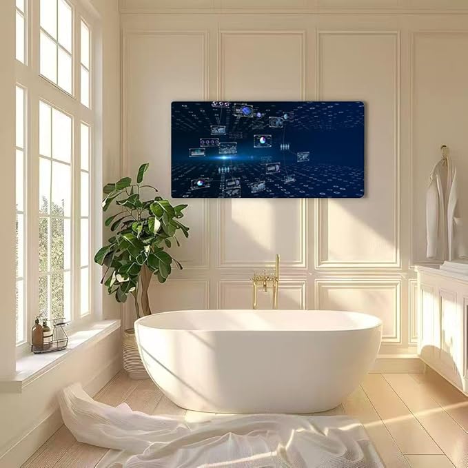 Wibinuki Wall Art Wall Decor Wall Paintings Smart city, world, Global communicion network G Business graph. for Living Room Bedroom Bathroom Home Decor Can Be Hung Directly 20"x 40"