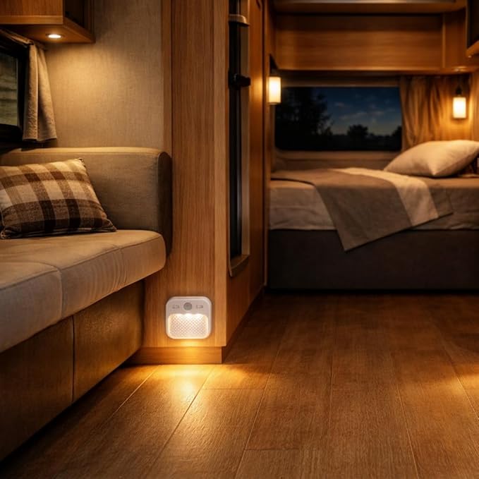 Motion Sensor Cabinet Lights Rechargeable with Timer, Day & Night Sensor Modes, Under Cabinet LED Light with 3 Color Temperatures Stepless Dimming, Magnetic Closet Light for Kitchen, RV, Cruise