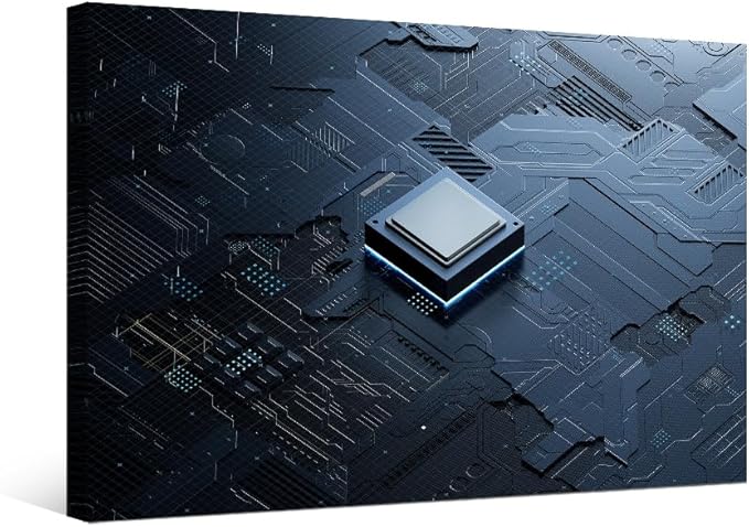 CPU Concept Canvas Wall Art Decor Central Computer Processors CPU for Living Room AI Wall Painting Wall Art for Office Modern Artwork Poster Prints Framed 20x28 INCH