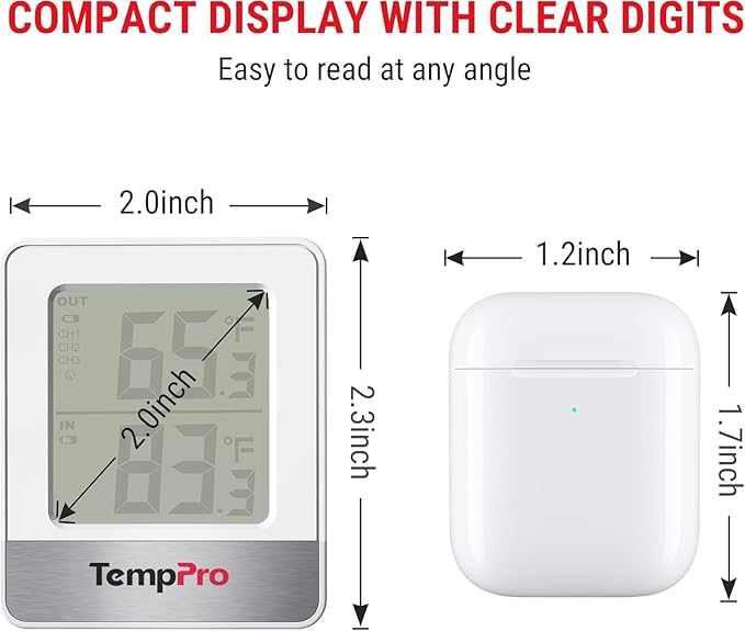 ThermoPro Indoor Outdoor Thermometer Wireless 500FT, Outside Greenhouse Thermometer with Temperature Sensor, Outdoor Thermometers for Patio Reptile House Home Baby Room Temperature Monitor