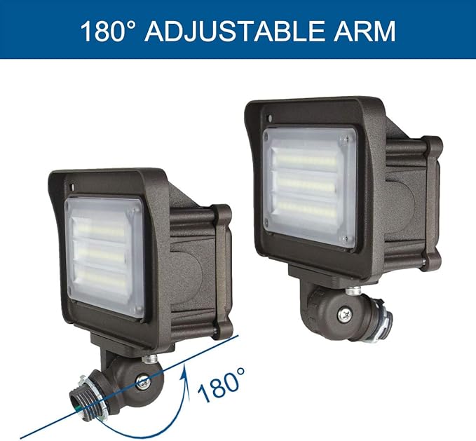 DAKASON 30W LED Flood Light Outdoor, Dusk-to-Dawn Photocell 180° Adjustable Knuckle, 3600LM 5000K Replaces 100W HPS/MH, IP65 Waterproof Outdoor Security Lighting Fixture ETL Listed, 2 Pack
