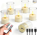 Rechargeable Acrylic Flameless Candles with Timer Control, Flickering Warm White Tealights, Ideal for Home Decor Weddings Parties, Restaurants(White,Set of 6)