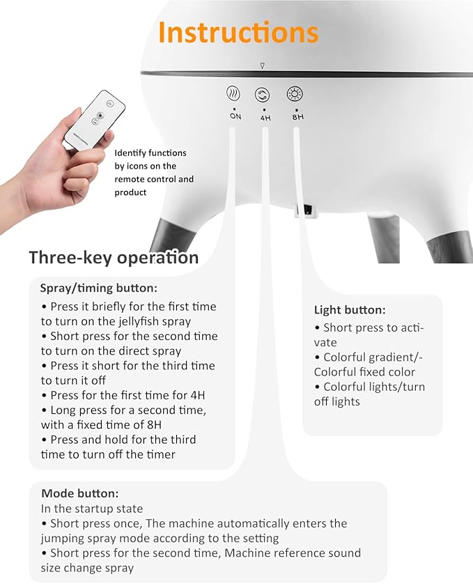 Jellyfish Diffuser Humidifier with Music Rhythm Mist, 250ml Cool Mist Ultrasonic Aromatherapy Humidifier with 7 LED Colors, Remote Control & Timer for Desk, Bedroom, Nursery