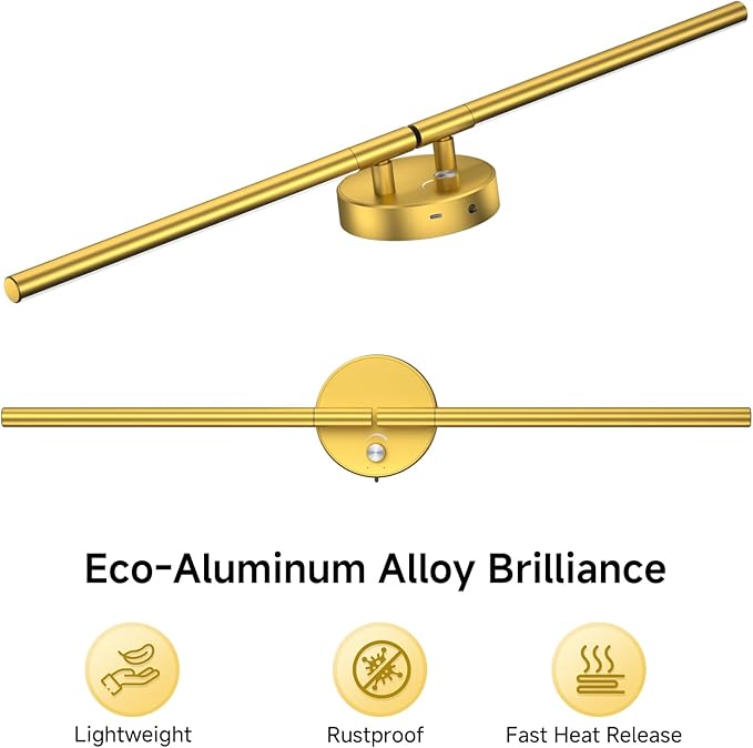 Battery Operated Wall Sconce of 2, 360°DIY Rotatable,Wireless Magnetic Wall Lights with Remote,10 RGB Color with 5CCT Dimmable,Cordless Wall Lamp Decor for Vanity Bedroom 10000mAh Gold