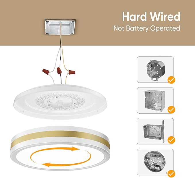 18 Inch Flush Mount Modern White Gold LED Ceiling Light with Night Light, 5CCT 45W 4500LM 2700K-6500K Adjustable, Dimmable Light Fixture for Bedroom Hallway, ETL