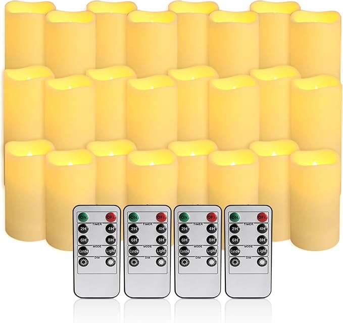 24-Pack LED Flameless Candles with Remote Control - Perfect for Home, Parties, and Special Occasions - Create a Magical Ambiance Effortlessly(Three Sizes).