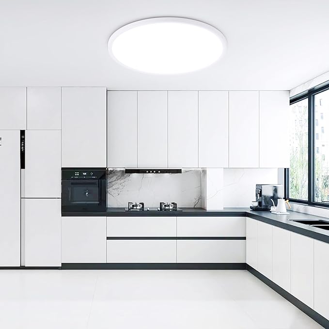 MOONSEA 20 Inch LED Dimmable Ceiling Light Fixture 40W - Round Flush Mount Adjustable 3000K/4500K/6000K Large Kitchen Light Fixture, 4000lm Hallway Light Fixtures for Bedroom, White