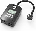 Outdoor Digital Timer for Lights, 7-Day Programmable Plug Waterproof with 2 Grounded Outlets for Landscape String Light, 15A, 1/2 HP UL Listed, 7 Day Dusk to Dawn Programmable Timer