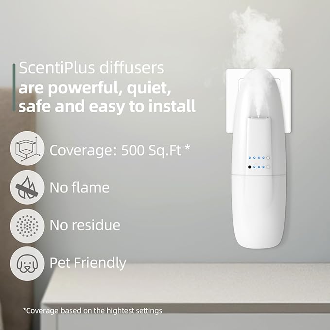 Waterless Nano Scent Air Machine for Home, Plug-in Cold-Air Essential Oil Diffuser, Luxury Hotel Fragrance Atomizer, Professional Aromatherapy Device for Large Room & Office, 100ml, White