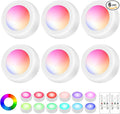 LED Puck Lights with Remote Control, Wireless Under Cabinet Lighting,Color Changing Lights with Dimmer and Timer, AAA Battery Operated Powered Push Night Lights (6 Pack White)