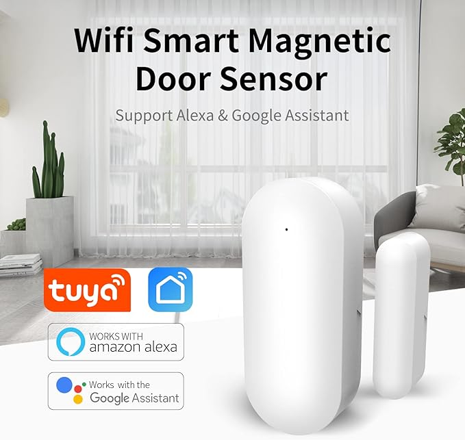 Door Window Alarm Sensors,Smart Life Tuya APP Control & Instant App Alerts,Compact WiFi-Connected Sensors, Suitable for Bedrooms,Offices,Garages,Safes–NO Monthly Fees