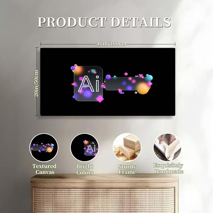 Wibinuki Wall Art Wall Decor Wall Paintings AI agent - text. Machine Learning s. AI - Artificial Intelligence for Living Room Bedroom Bathroom Home Decor Can Be Hung Directly 20"x 40"