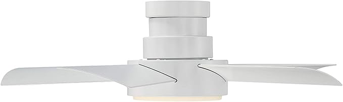 Vox Indoor and Outdoor 5-Blade Smart Flush Mount Ceiling Fan 38in Matte White with 3500K LED Light Kit and Remote Control
