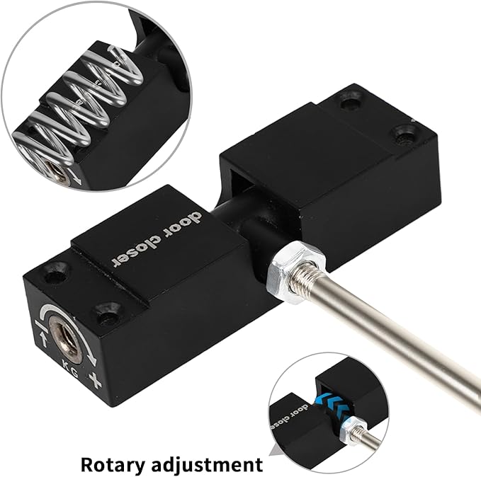 Automatic Door Closer, Safety Spring Door Closer Adjustable Self Closing Door Hinge Zinc Alloy Door Closers for Home, Up to 150Lb can be Pushed (Black)
