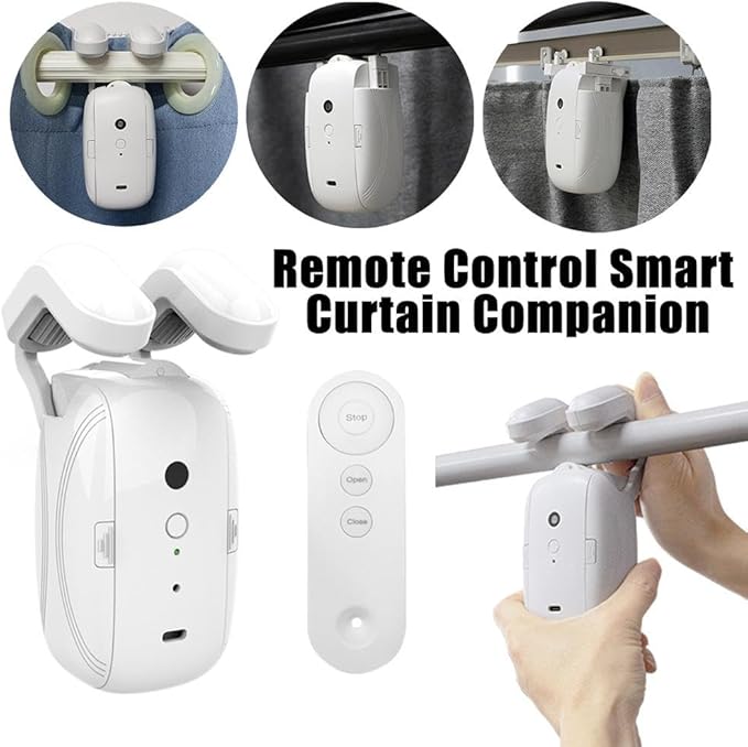 Automatic Curtain Opener, 3 in 1 Upgraded Curtain Robot Motor, Electric Curtain Opener Smart Curtain Opener Remote Control Curtain Opener for Opening and Closing Curtains TU