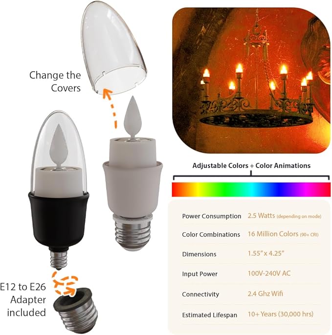 Smart Flameless Candle Lightbulb (Black Bulb)