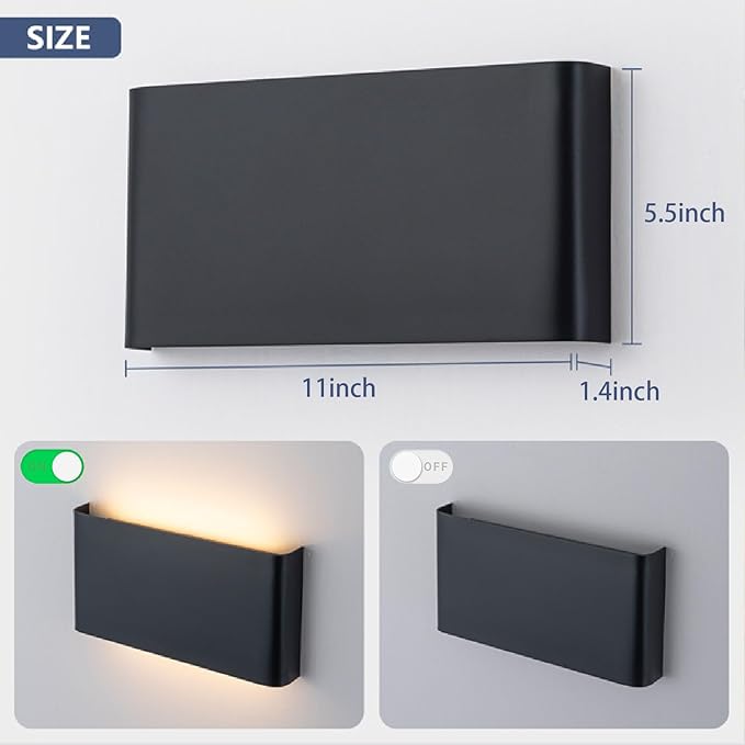 Nigaut Modern LED Wall Sconce Light, 15W 3000k-6500k Adjustable Black Bathroom Vanity Light Fixtures for Hallway Bedroom Stairwell Up and Down Lights Indoor 2-Pack