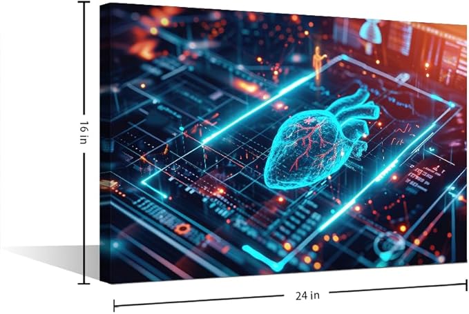 TUMOVO Modern Technology Canvas Wall Art Large Digital Wall Decor for Living Room Home Decor Decorations Computer Screen Picture Wall Decor for Bedroom Poster and Prints 16" Wx24 Hx1 Panel