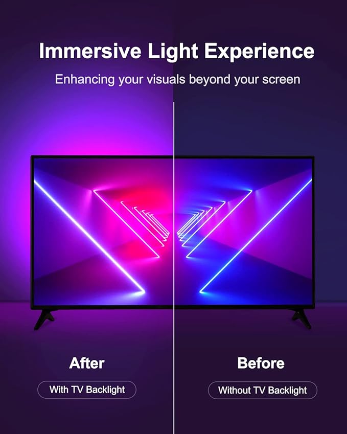 GUPUP Color Changing Bluetooth LED Lights for TV, Smart App Control with 20ft Strip - USB Powered Backlight for Bedroom, Gaming Room, PC, Mirror, Fits 85-100 Inch TVs,20ft
