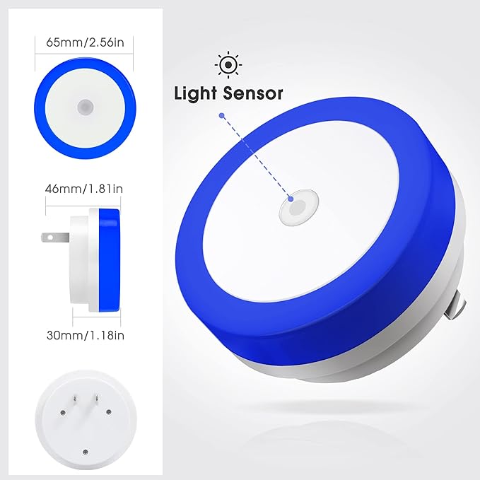 Briignite Blue Night Light, LED Night Lights for Kids, 4 Pack Plug in Night Light, Hallway Lights, Wall Light, Nightlight for Adult, Blue Light, 0.6W 60LM