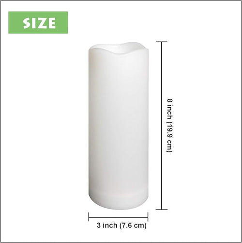 1 Pack Outdoor Flameless Pillar Candle with Remote and Timer Waterproof Battery Operated Electric LED Candle Set for Gift Home Décor Party Wedding Supplies Garden Christmas Decoration, 3” x 8”