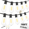 ST40 LED Outdoor String Lights 100FT with 50+2 Bulbs, E17 Socket, 0.6W, 2700K Warm White–Connectable for Garden, Backyard, Bistro, Patio, Porch, Deck, Gazebo, Party Decor