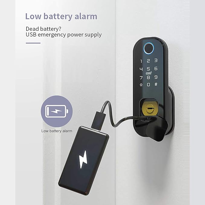 Smart Fingerprint Door Lock, IPX5 Weatherproof, Keyless Entry, TT Lock App Control