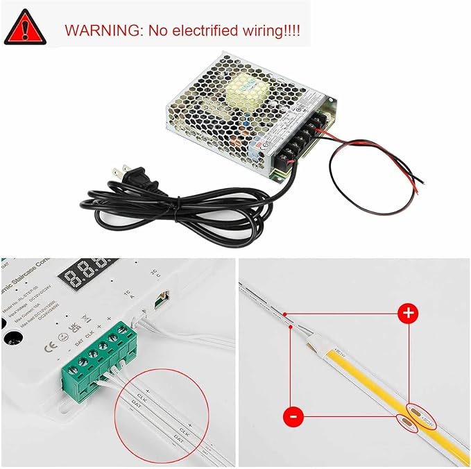 Indoor Motion Sensor Stair Light Wired Staircase Lighting with COB LED Light Strip Under Stair Cascading Running Stairwell Step Light for up to 20 Steps