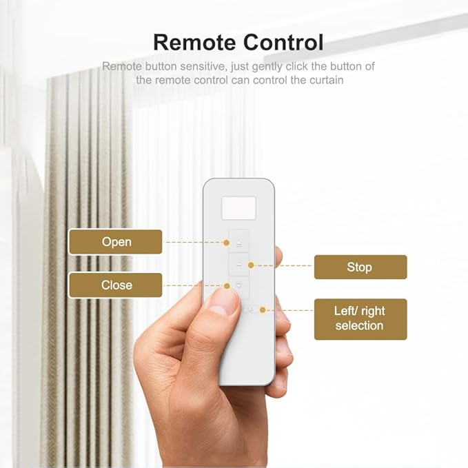 S-Fold Motorized Curtain Track Kit, 2.5N Heavy Duty 5-Wire Hardwired Smart Electric Curtains with Remote, Automatic Curtain Opener, Custom Length (5.0 meters (196.8 inches))