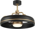Craftmade Taylor 20" Dual Mount Indoor/Outdoor Flat Black Finish Ceiling Fan, LED Light Kit, Remote Control Included, Smart WiFi Enabled with Voice Activation (Flat Black/Satin Brass)